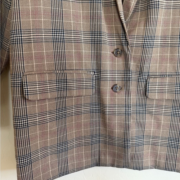 Old Navy Plaid Relaxed Blazer Suit Jacket Plus Size XXL Brown Neutral Academia - Picture 3 of 9